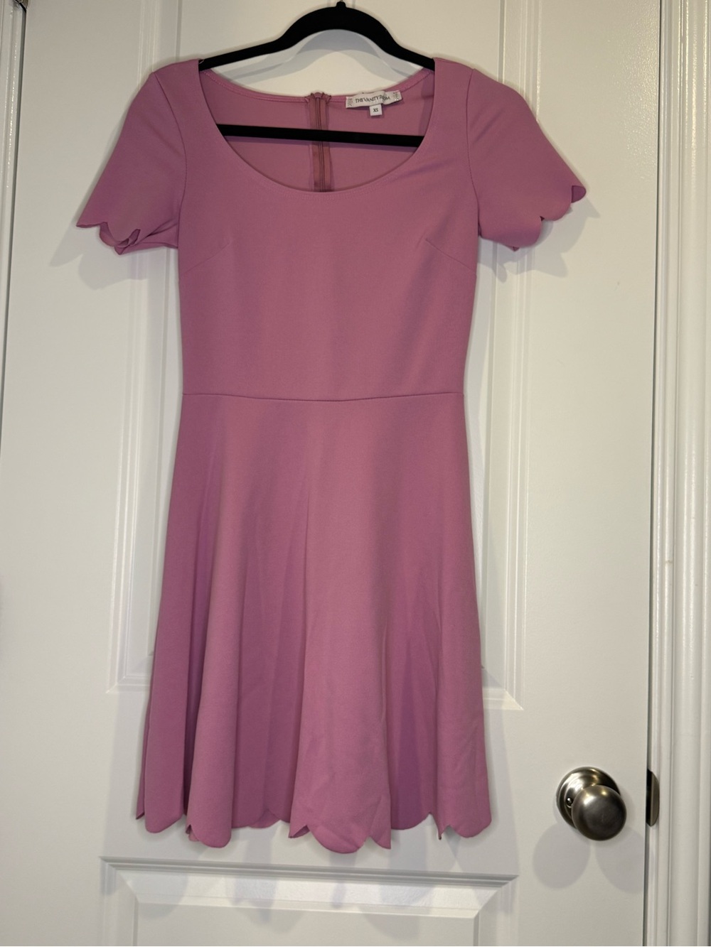 The Vanity Room Pink Scallop-Edge Fit & Flare Dress